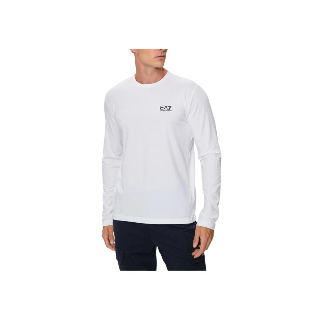 Emporio Armani EA7 Logo Print Pullover Ronde Hals Lange Mouwen T-shirt Heren tops Wit 8NPT28-PJVQZ-1100 M