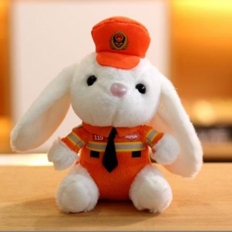 Police Fire Bear Bunny Doll Iron Horse Doll Plush Toy Traffic Police Pendant Teddy Bear Cute