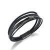 Handsome Men  Silver&gold&black Leather Bracelet with Stainless Steel Clasp