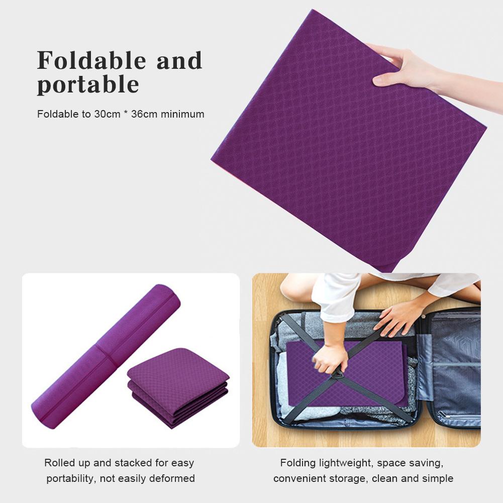 Foldable Yoga Mat Folding Fitness Exercise Mat Double Sided TPE Pilates Mat Non-slip for Yoga Pilates & Floor Workouts