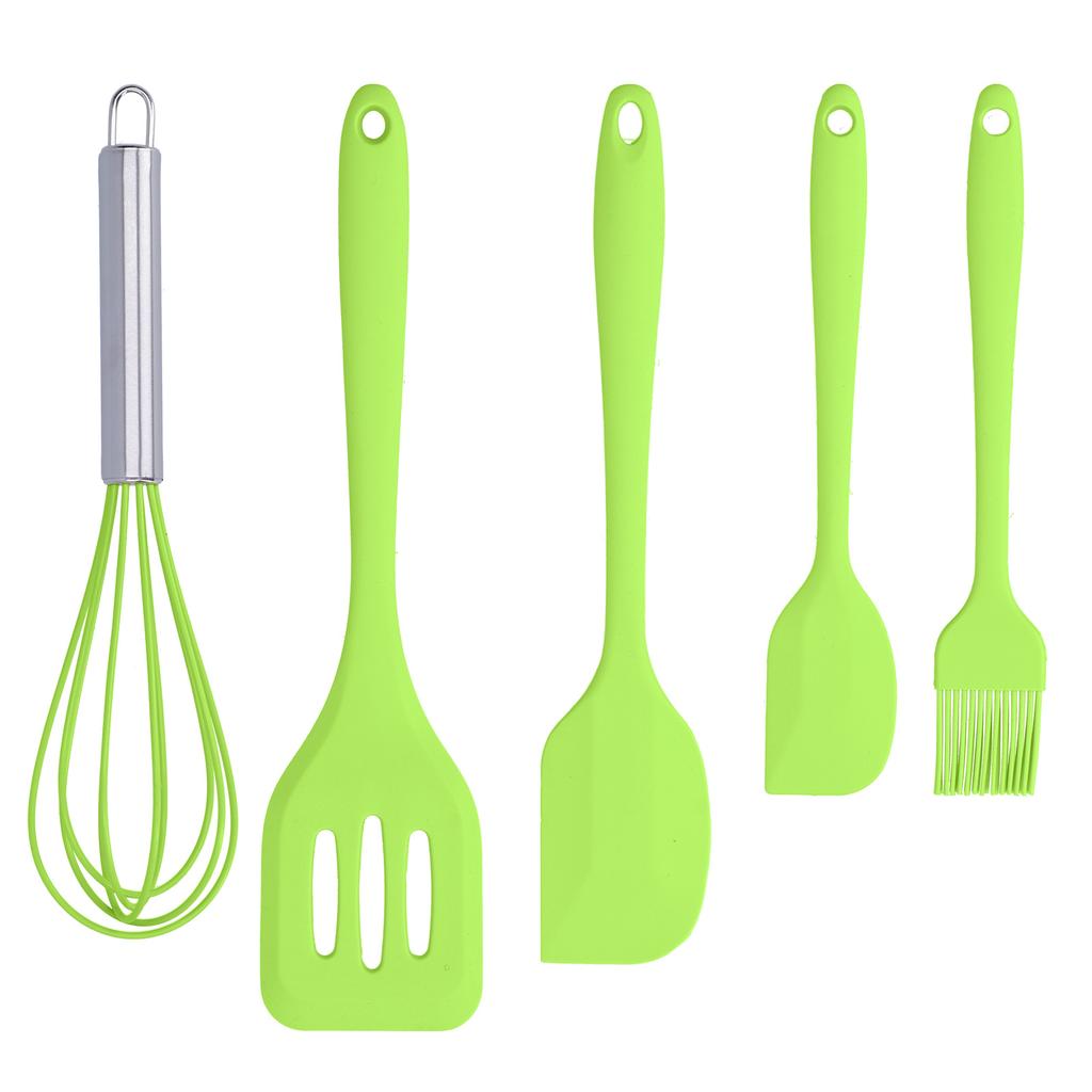 Cooking Spatula Set Silicone Baking Scraper Heat Resistant Kitchen Utensil(Pink )