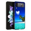 Summer Beach Sunset Sea Palm Tree Black Cover for Samsung Galaxy Z Flip 7 6 5 4 3 5G Phone Case Flip7 Flip6 Flip5 Flip4 Flip3 Pa