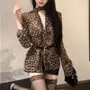 Langarm V-Ausschnitt Shirt Frauen Frühling und Herbst Leopard Print Bluse Chic Tops