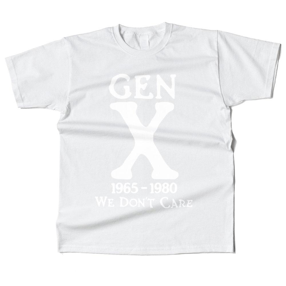 Mens Cotton Gen X 1965-1980 We Don't Care Graphic High Quality T Shirt Street Casual Style Tee for Men and Women