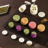 Moon Cake Mold, DIY Hand Press Cookie Stamps Pastry Tool Moon Cake Maker, Flower Mode Patterns 1 Mold 2/4/6 Stamps-50g/75g/100g