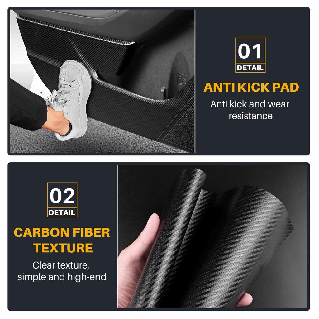 KUNGKIC Door Kick Guards for Subaru 3rd Generation Crosstrek GU Door Scratch and Stain Custom Interior Interior Carbon Fiber Look (2022, 2023, 2024,