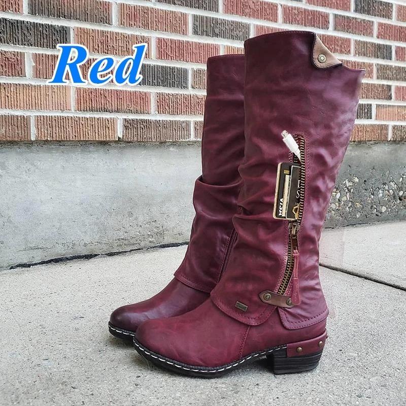 women's mid calf boots low heel