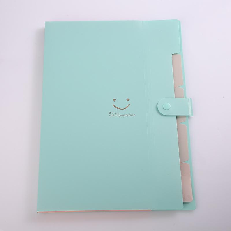 Smiley Pp Folder A4 Information Book Spot Five Grid Smile File Bag Purple Button