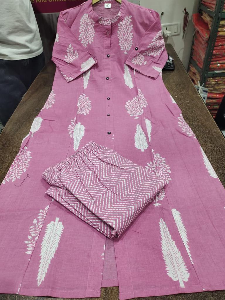 Women Designer Floral Fine Cotton Kurta Palazza Set Indian Designer Top Tunic Kurtis