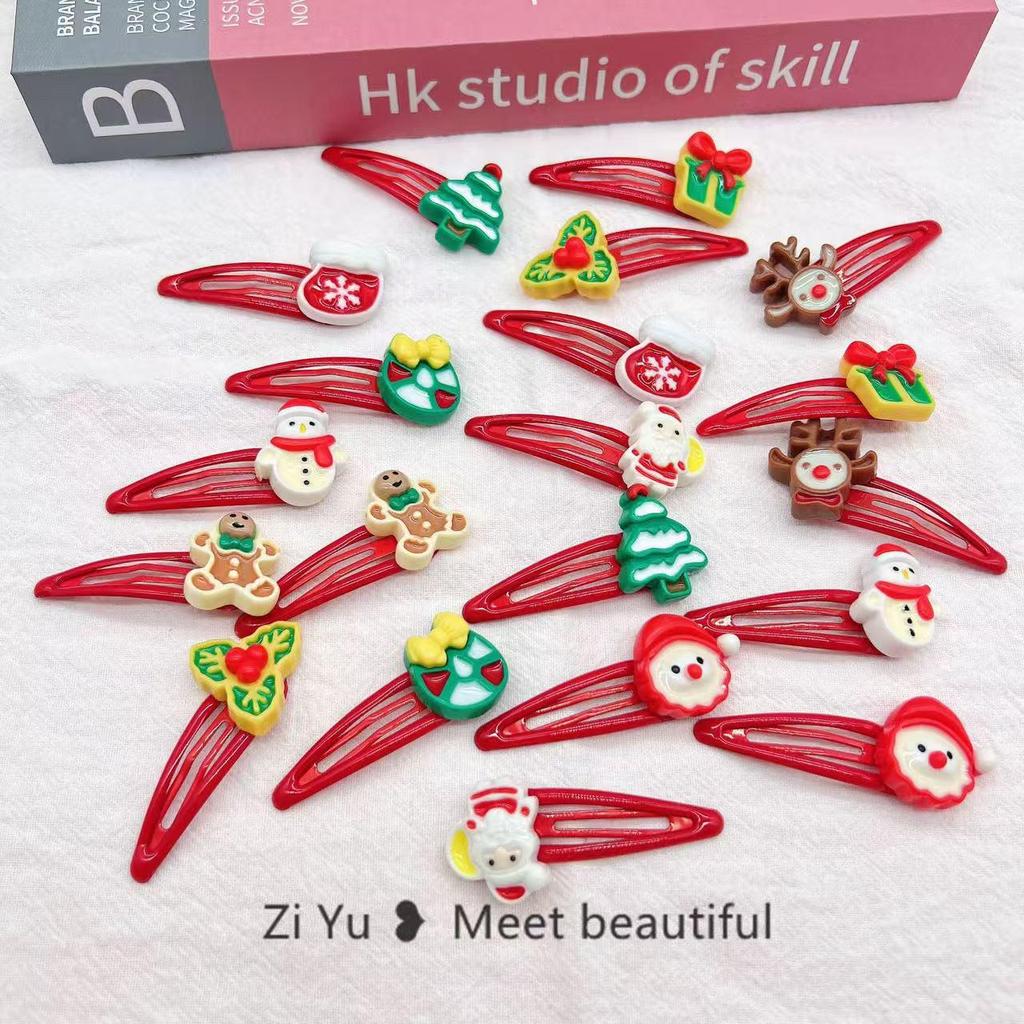 Adorable Christmas Hair Clips for Kids - Santa Cartoon Accessories, Festive Holiday Headdress