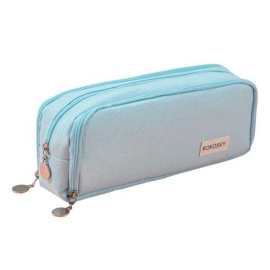 Large Capacity Canvas Pencil Case with Zipper Closure Multi Layer Pen Holder Pouch Stationery Organizer