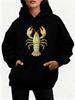 Crayfish Lobster Graphic Hoodie Black Drawstring Hoodie with Colorful Cartoon Crayfish Design Front Pocket Pullover Hoodie Ideal F