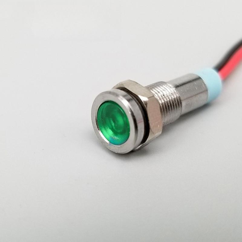 1Pcs 6Mm Flat Head Led Metal Indicator Light Waterproof Signal Light 12V 24V 220V With Red Yellow Blue Green And White Lines