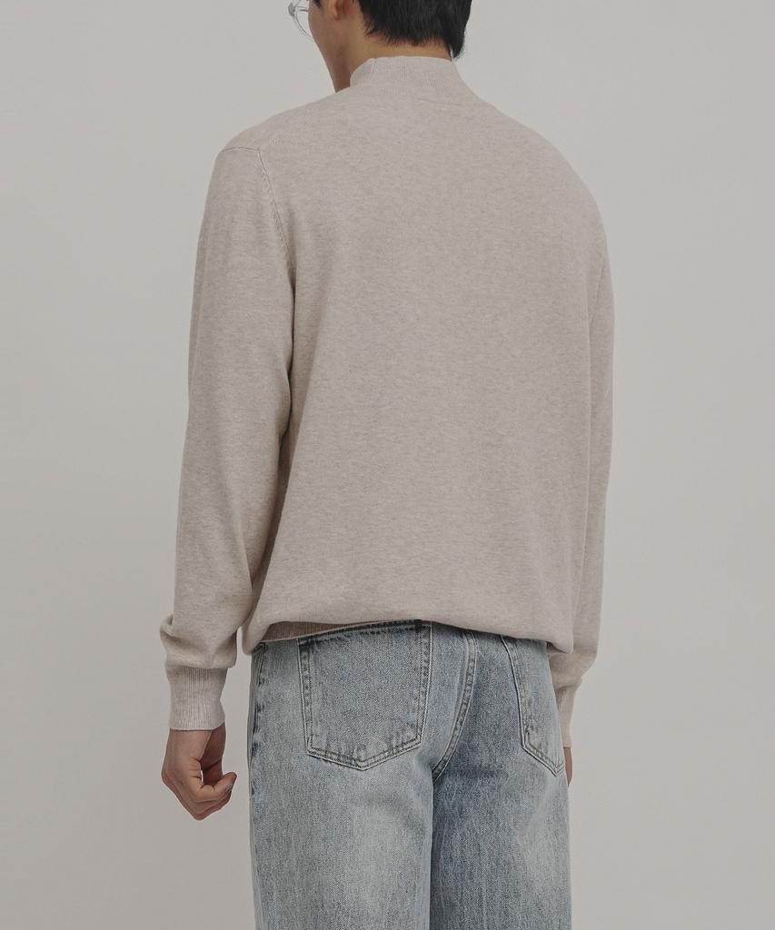 GOLDPERCENT Viscose Soft Cozy Mock Turtleneck Basic Knit (Oatmeal, Men)