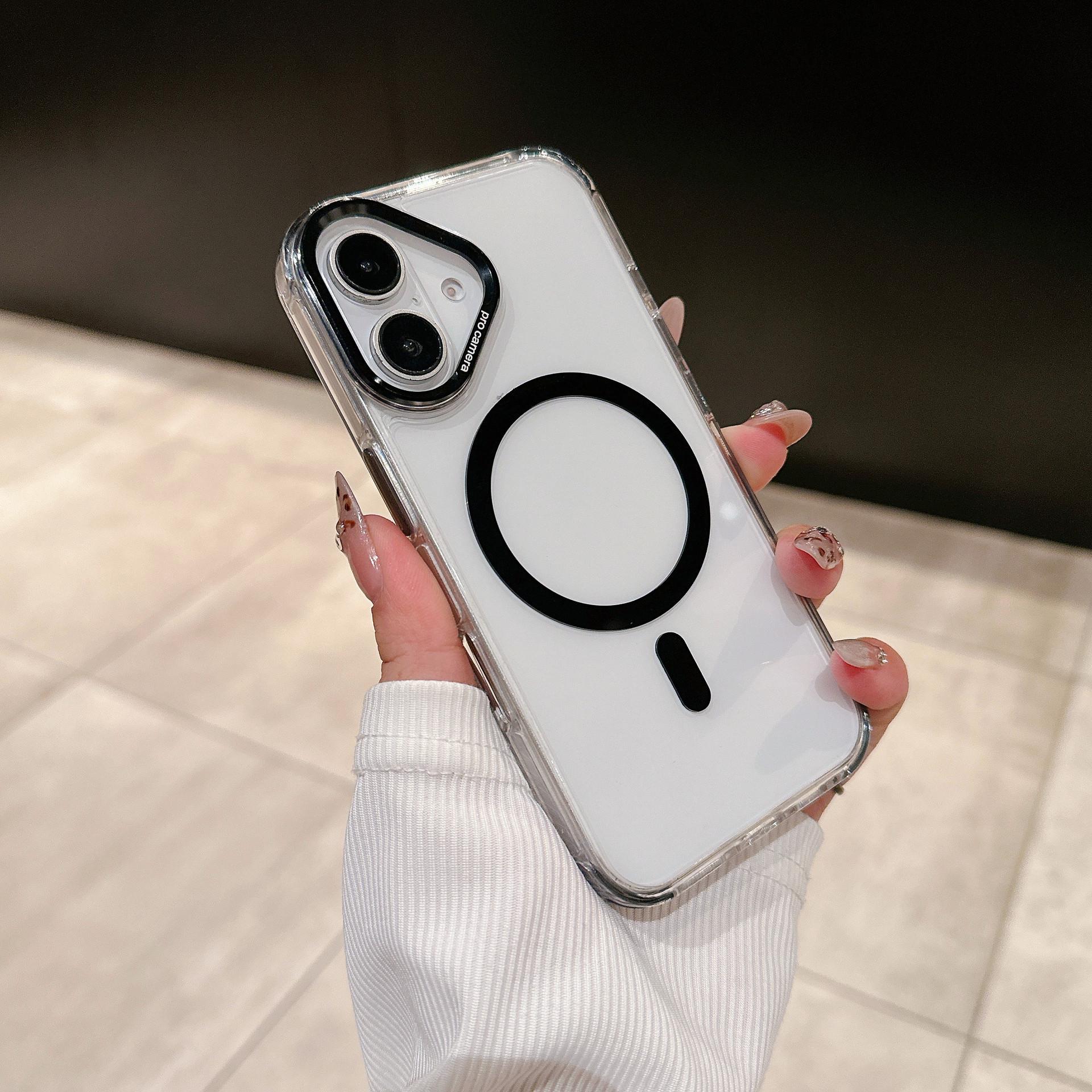 Crystal Color Magnetic Phone Case for Apple 17 Pro Max with Trendy Metal Lens Frame and Large Hole iPhone 17 Pro чёрный
