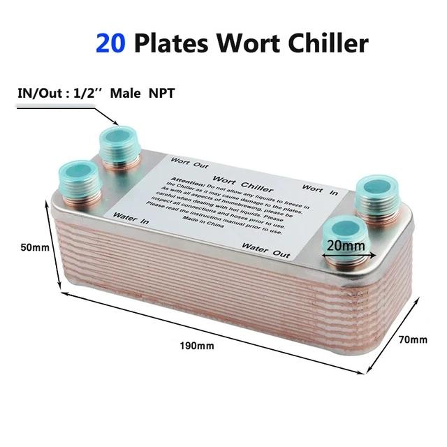 20 30 Plates Wort Chiller Heat Exchanger Stainless Steel Homebrew Beer Cooler Counterflow Chiller Brazed Plate Heat Exchanger 20P
