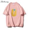 Shellsuning Summer Aesthetic Floral T Shirts Women Loose Short Sleeve Cotton Printed Tees Female Casual O Neck Vintage Base Tops