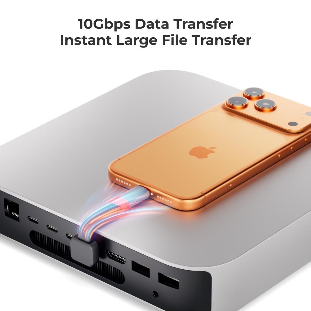 Câble d'extension FPC USB-C 60 mm à 90 degrés Alliage d'aluminium Double Blindage Mâle Femelle 10 Gbps Charge Rapide 3A Pliable Portable