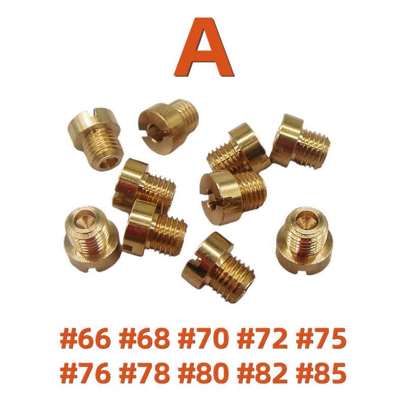 10pcs M6x0.75mm M6 Carburetor Main Jets Kit For Dellorto 6413 PHBH PHBL PHBE Motorcyle Carburetor Injector Nozzle Size#66-#210Carburetors Jets 7
