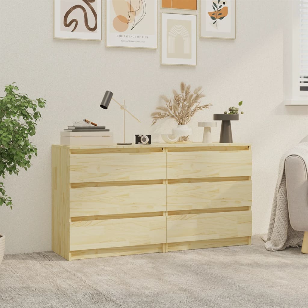 Nightstands 2 Pcs 60 X 36 X 64 Cm Solid Pine Wood