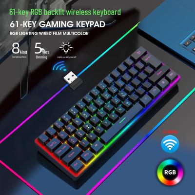 K401 Wireless RGB Mechanical-Feel 61-Key Rechargeable Gaming & Office Keyboard.