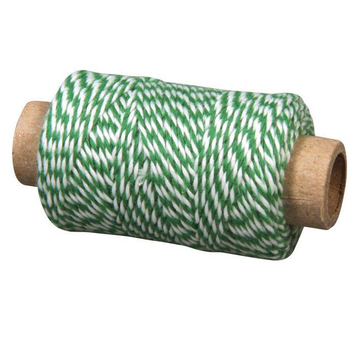 3 ficelles bicolore vert-blanc 35 m x Ø 1 mm