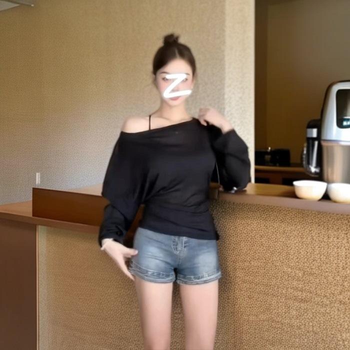 Sunscreen blouse tulle top women's summer suspenders two-piece set mesh straps air conditioner shirt mint green summer ootd