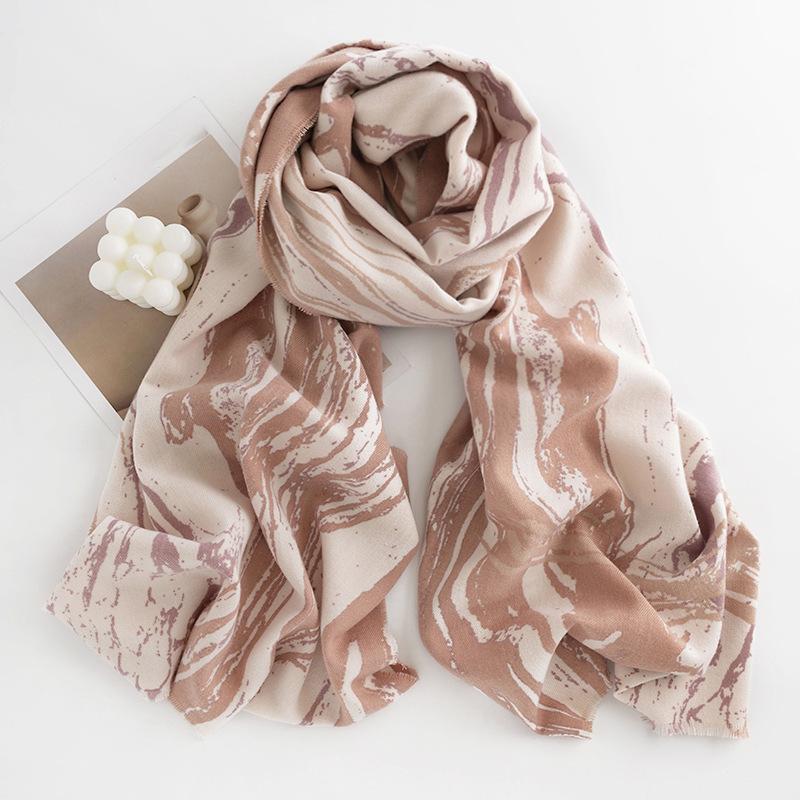 Imitation Cashmere Scarf New Autumn and Winter Fashion Printed Shawl Scarf Women's Medium Length Thickened Warm Scarf