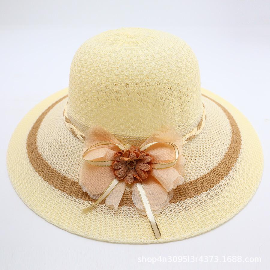 Summer straw hat big brim fashionable flower sweet seaside vacation beach breathable sun protection sun hat women's