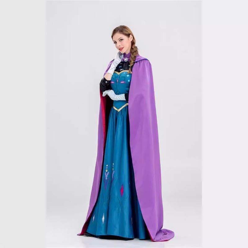 Halloween Frozen Elsa Coronation Dress Makeup Party Anime Costume