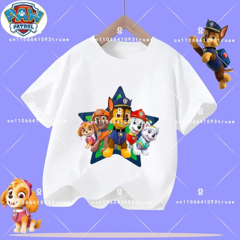 2026 Summer T-Shirt Cartoon Print Paw Patrol Children's Short Sleeve Boys' Sports Shirt Girls' Casual Top Cartoon Print