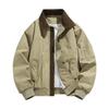 New Men's Lapel Jacket, Solid Color Casual Sports Coat, Full Zipper Lightweight Outdoor Workwear Top