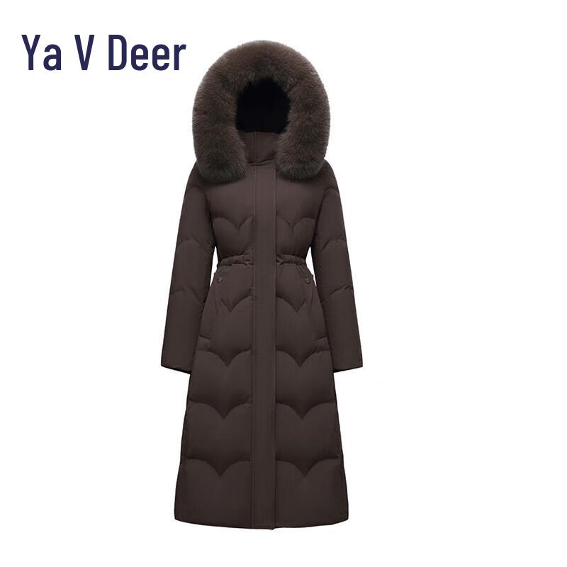 YALU Women's Winter Faux Fur Hooded Long Down Jacket