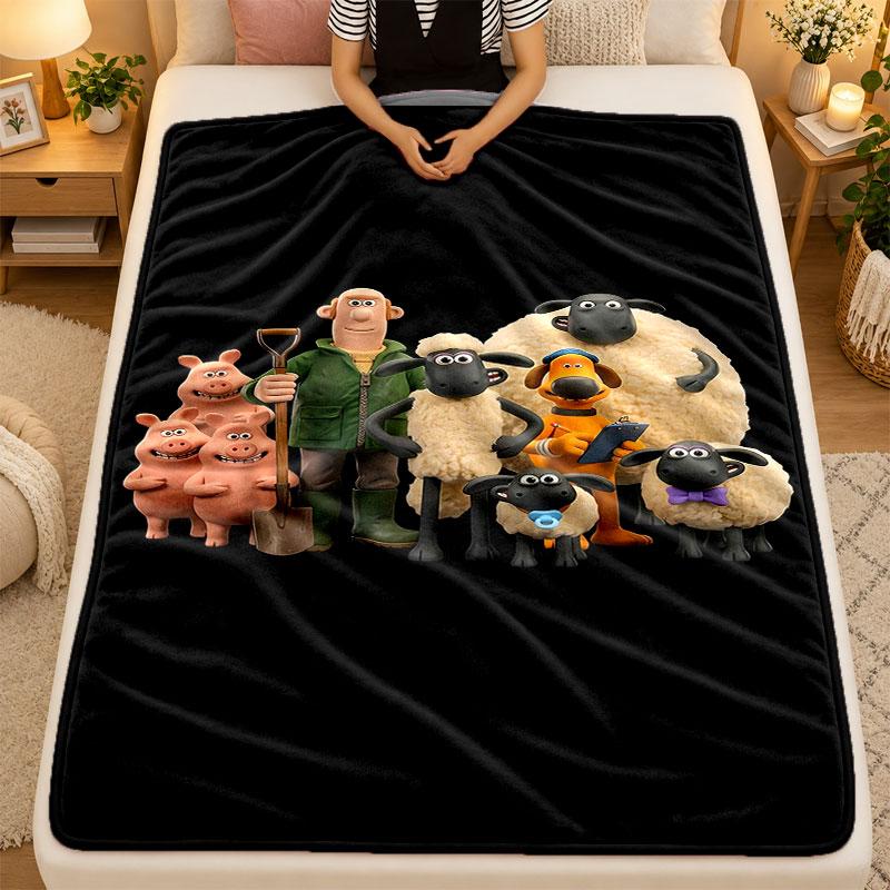 Flannel BlanketShaun the Sheep Warm Soft Throw Blanket for Indoor Sofa Bed Living Room Use