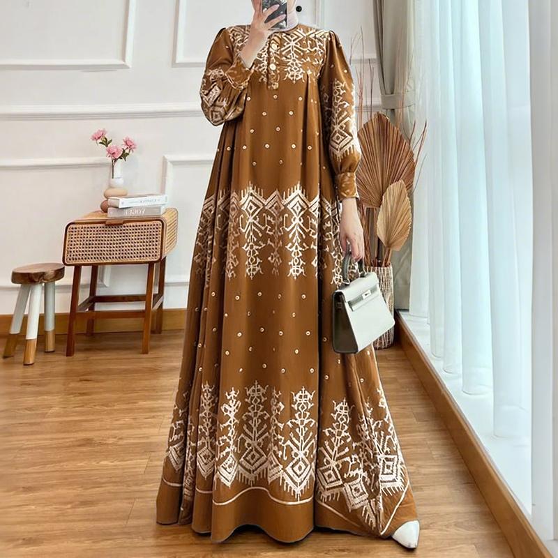 ZANZEA Dames Casual Ronde Hals Lange Mouwen Losse Print Jurk