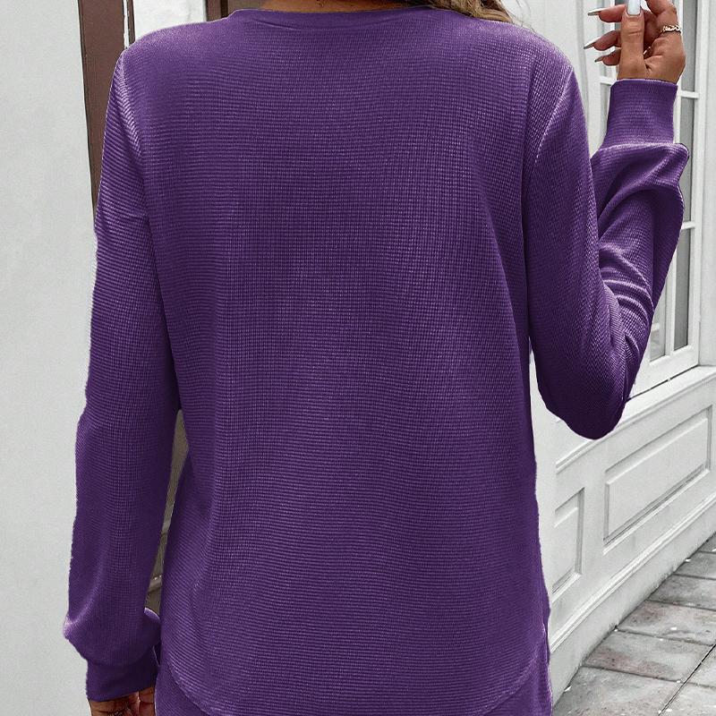 Felpa Oversize da Donna Autunno Inverno 2025 Colore Unico Girocollo Manica Lunga Chic Casual
