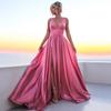 New Slanted Shoulder Long Dress Temperament Sleeveless Sexy High Waist Split Dress Women's Clothing
