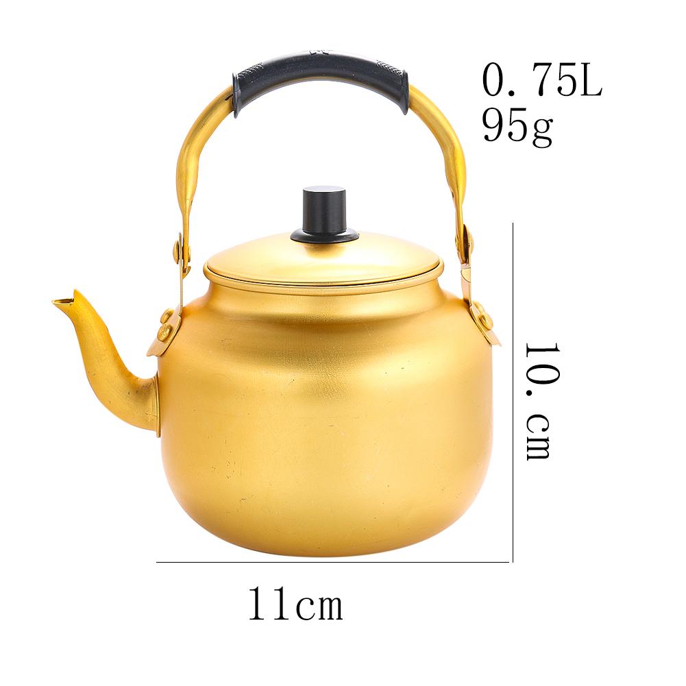 0.75-6L Gold Aluminum Kettle Outdoor Portable Teapot Coffee Pot Large Capacity Kettle Kitchen Camping Cookware Cooking Supplies