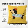 Cute Dachshund Cushion Cover Plush Fabric Soft Double-Sided Printed Sofa Warm Winter Home Child Gift Pillow Case