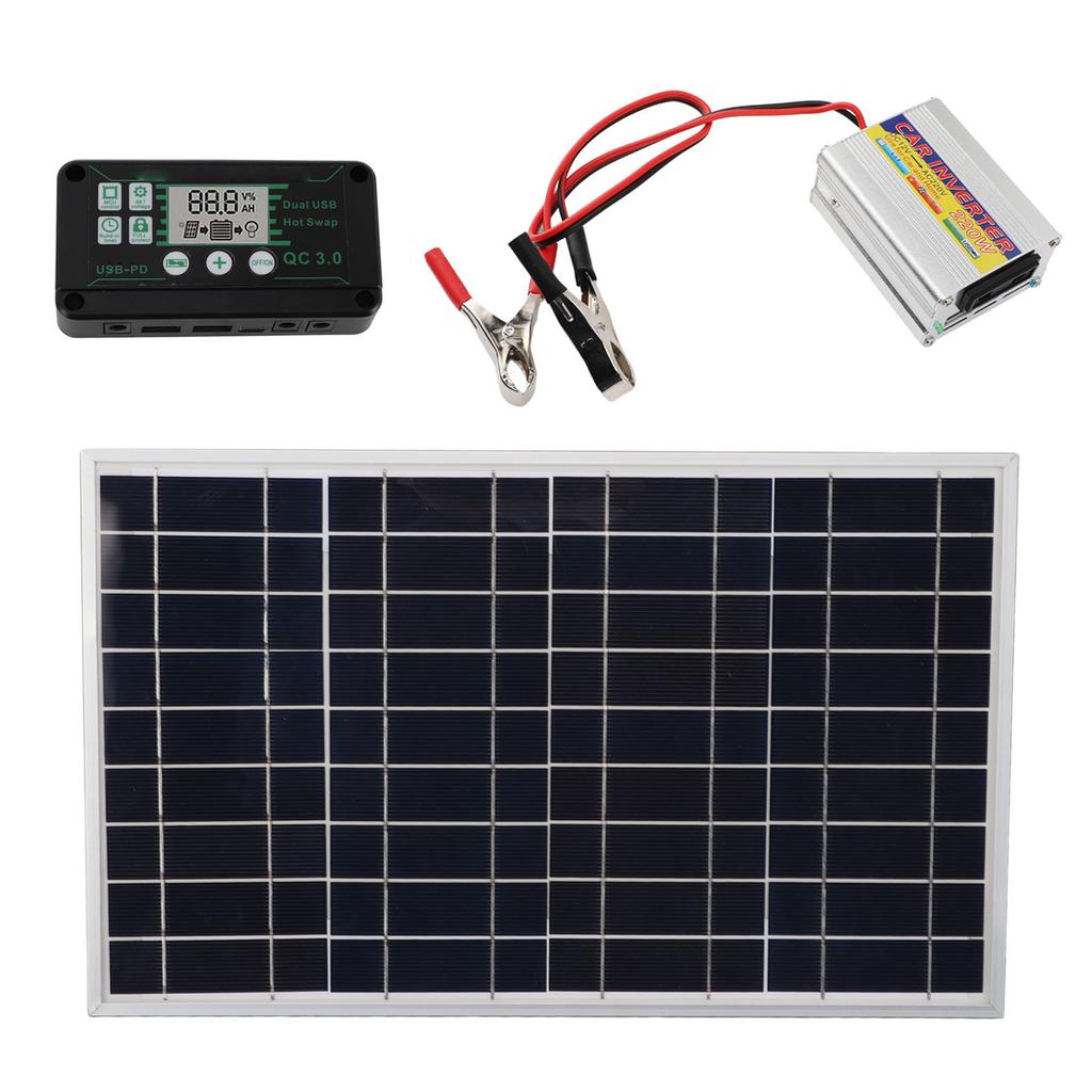 Solar Panel Kit 30W Solar Panel 220W MPPT Power Inverter Waterproof Controller for Power