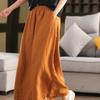 Women Vintage Linen Wide Leg Pants Elastic Waist Solid Color Trousers  Spring Loose Casual Female Long Pants