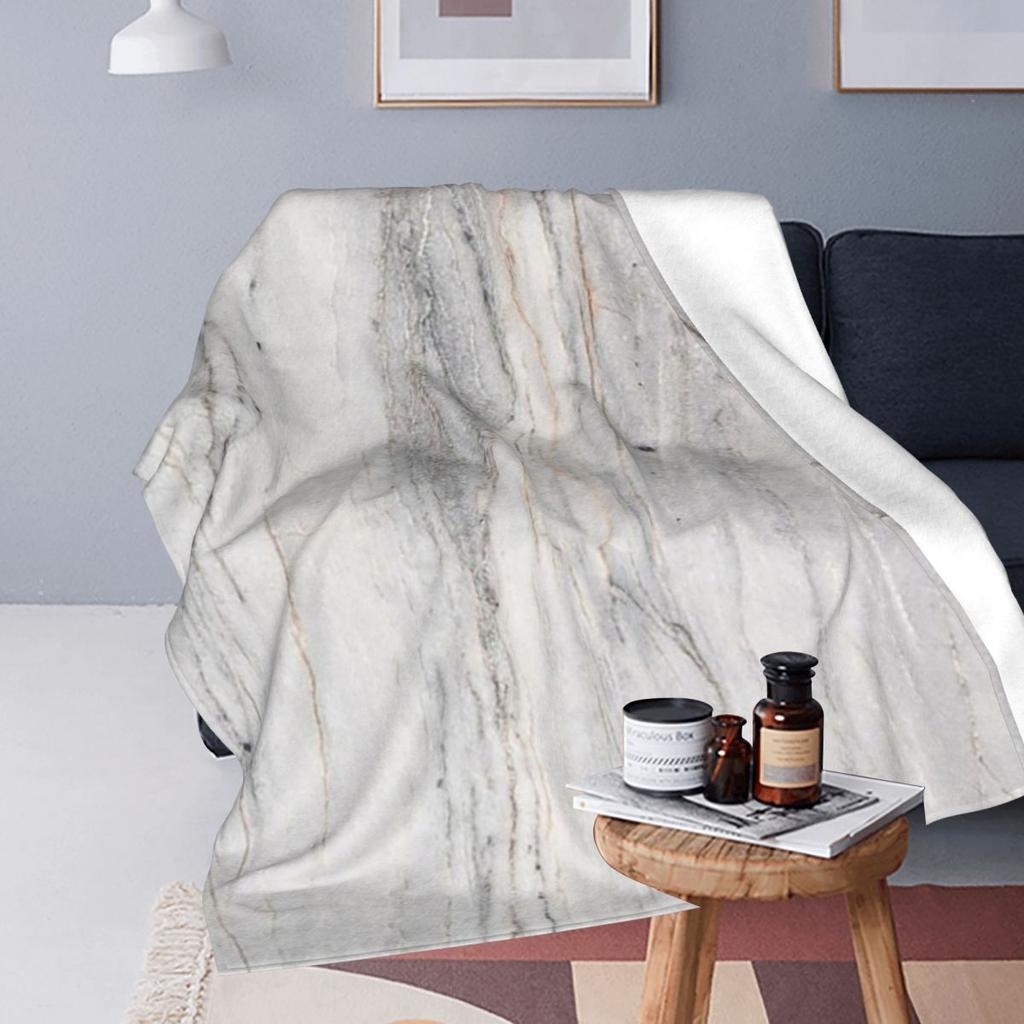 Grey Luxury Marble Design  Blanket Flannel Sofa Throw Blanket Lightweight for Home Bedroom Travel Throws Bedspread Quilt