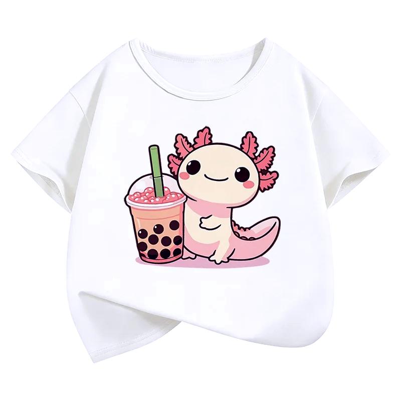 Y2k Salamander Graphic Kids Tshirts Summer Short Sleeve Tees Cartoon Animal Boys Girls Clothes Kawaii Tops Y2K Children Tshirt 100