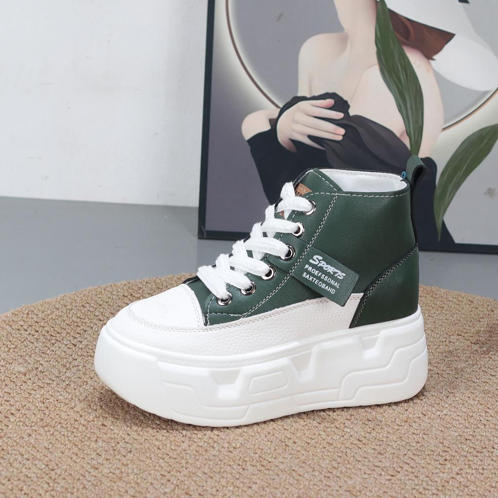 Mode 8CM Plateau Keilabsatz Sneaker Klobige Schuhe Echtes Leder für Damen Sommerschuhe Herbst Walking Sneaker Mode