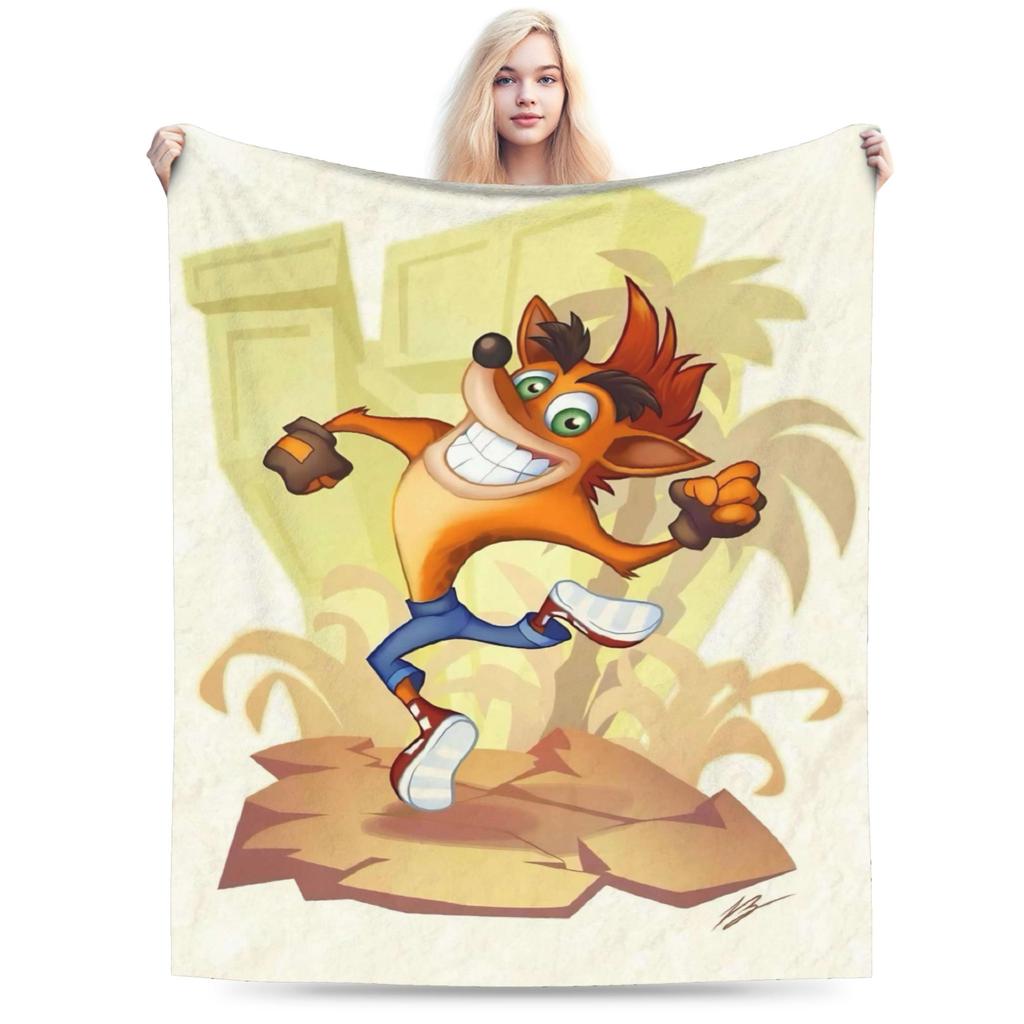 C-Crash B-Bandicoot Decke Warm Weich Grafisch Plüsch Bettwäsche Überwurf Für Mädchen Jungen Heimdekoration Flanell Tagesdecke Bettbezug