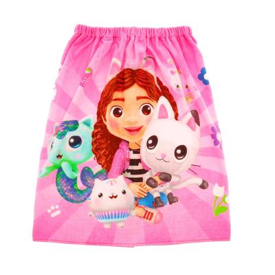 Marushin 60cm Long Wrap Towel, Gabby's Dollhouse, Gabby Cats, Antibacterial and UV Protection, for Girls, 4755023400