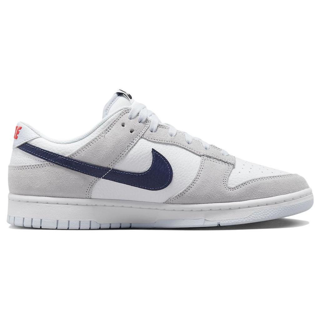 Nike Dunk Low Mini Swoosh - Fotbalově šedé Midnight Navy Unisex tenisky Bílé Bright-Crimson FJ4227-001