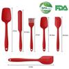 Silicone Spatulas Spoons Set, 6Pcs Silicone Kitchen Utensils Including Rubber Spatula, Silicone Basting Pastry Brush, Spoon Set Non-Stick,red