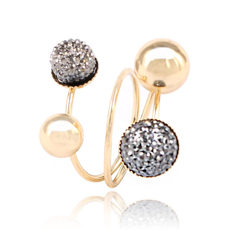 European & American Adjustable Gold Brass Ring - Women's Spring Collection, Color-Preserving Gold Bean Design