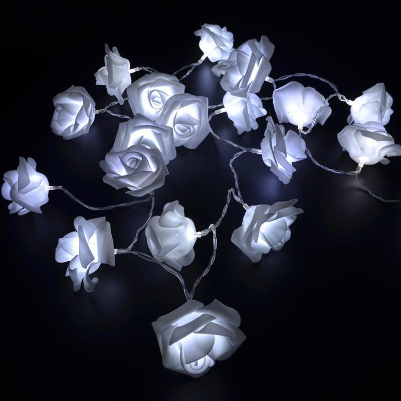 2Pcs 20 LED Battery Rose Flower Fairy String Lights Christmas Party Decorative 2Pcs 20 LED Battery Rose Flower Fairy String Lights Christmas Party Decorative
